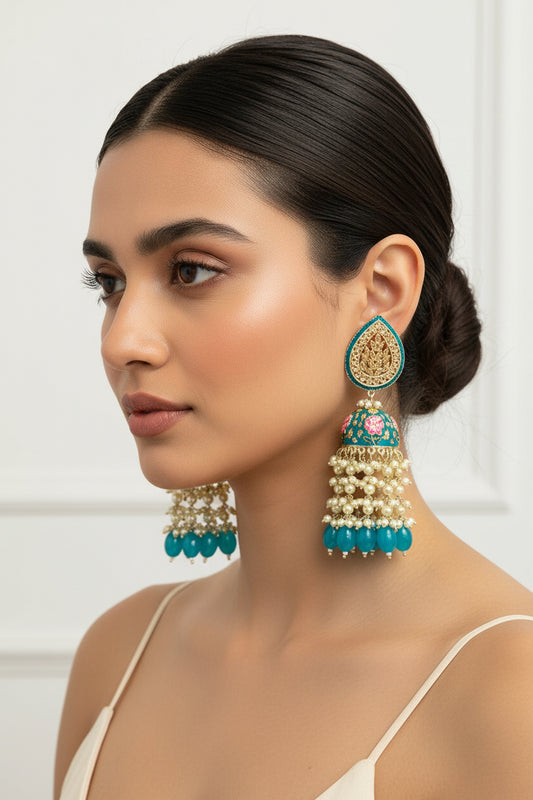 Teal blue long jhumki