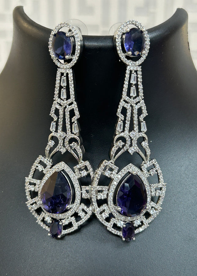 Purple long earrings : clearance