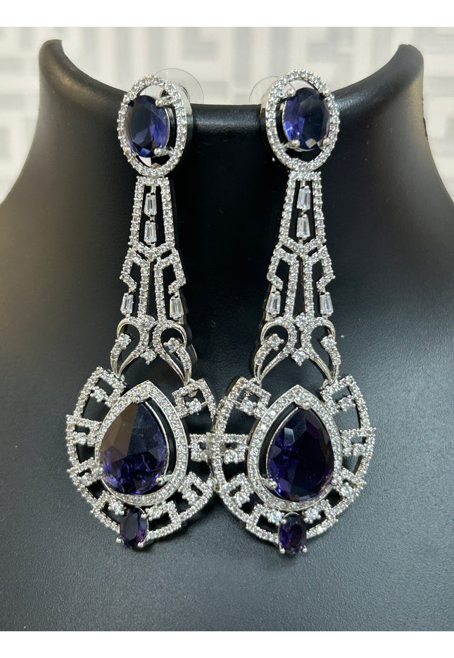 Purple long earrings : clearance