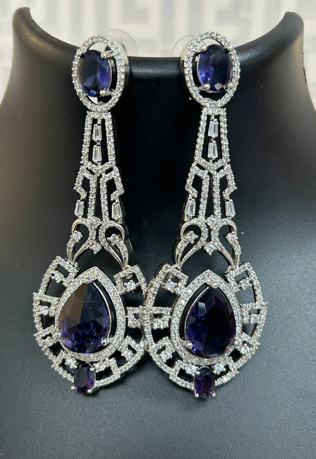 Purple long earrings : clearance