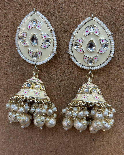 Light yellow Meenakari earrings
