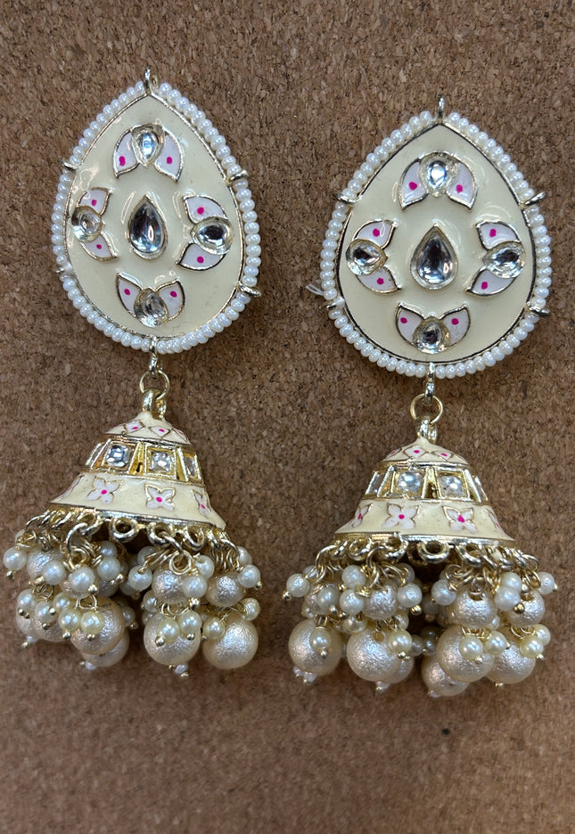 Light yellow Meenakari earrings