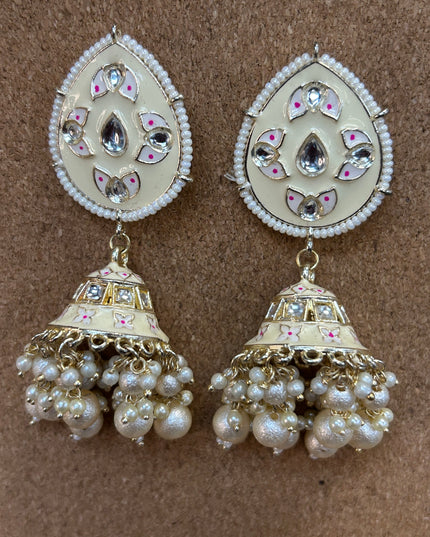 Light yellow Meenakari earrings