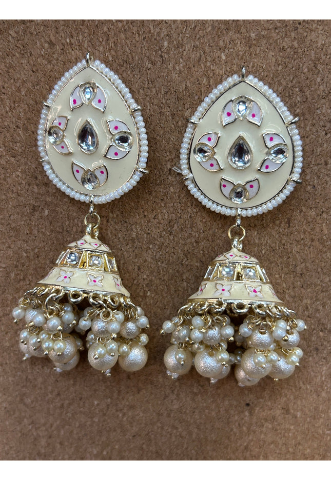 Light yellow Meenakari earrings