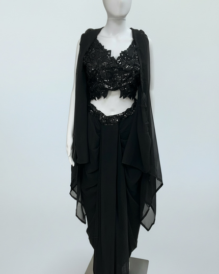 Readymade saree with shrug