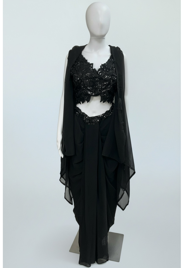 Readymade saree with shrug