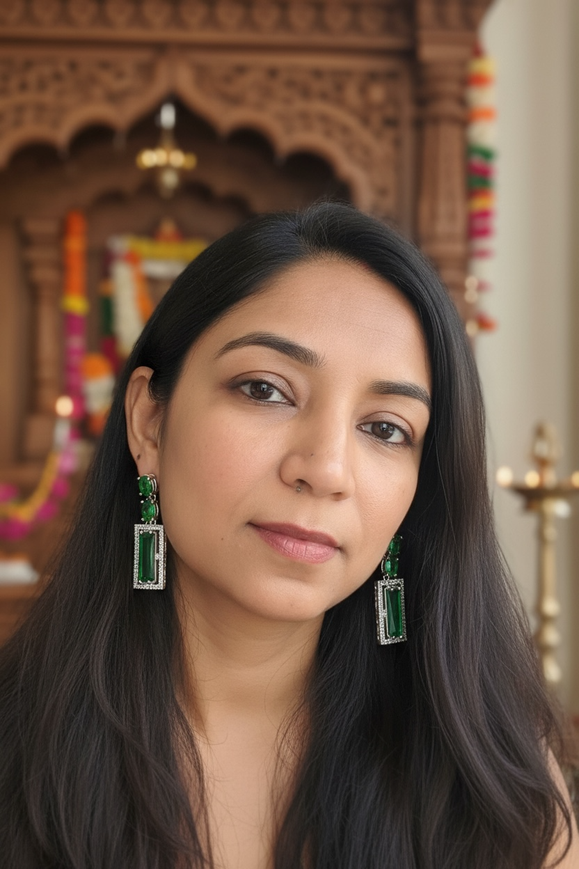 CZ earrings | green earrings by Kurti Connection USA