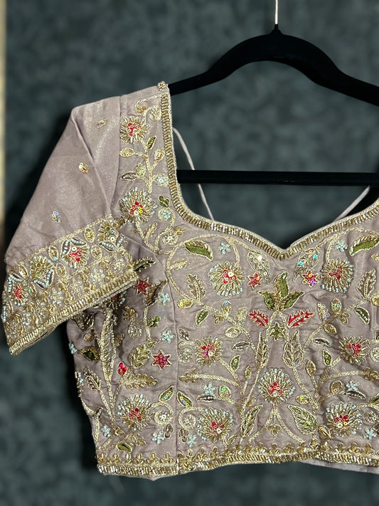 Tissue silk blouse | readymade blouse : onion pink blouse