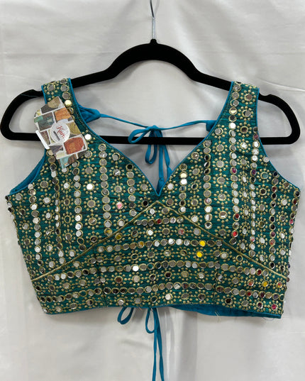 Teal blue mirror blouse