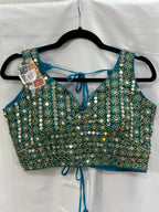 Teal blue mirror blouse by Kurti Connection USA