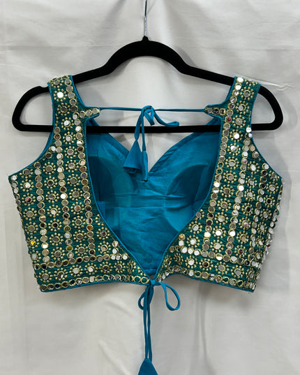 Teal blue mirror blouse