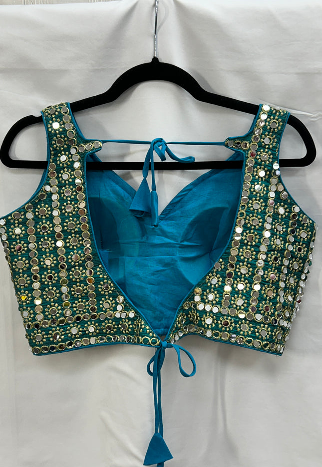 Teal blue mirror blouse