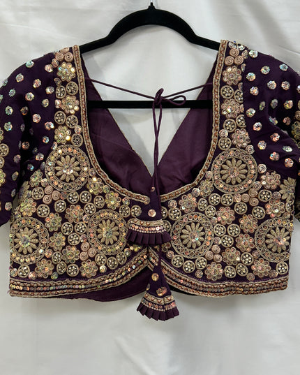 Heavy work blouse | purple blouse for saree/lehenga