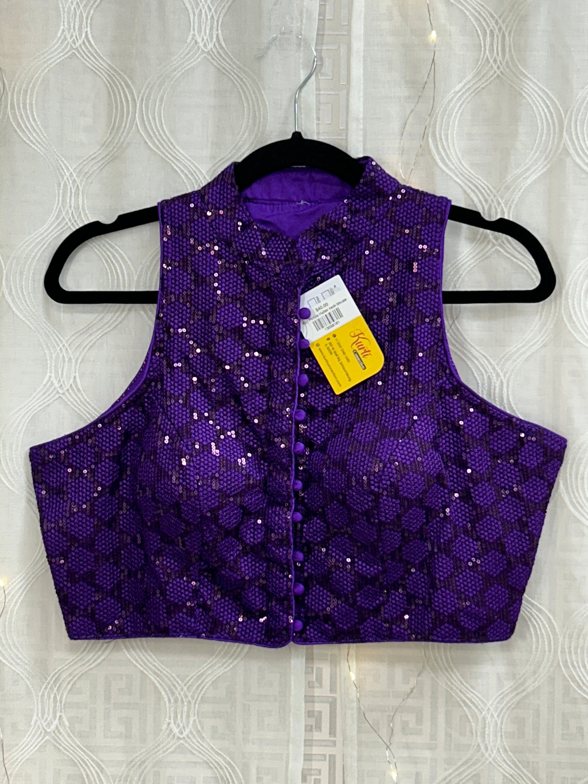 Purple Halter neck blouse by Kurti Connection USA