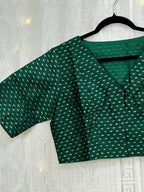 V neck blouse : bottle green color by Kurti Connection USA