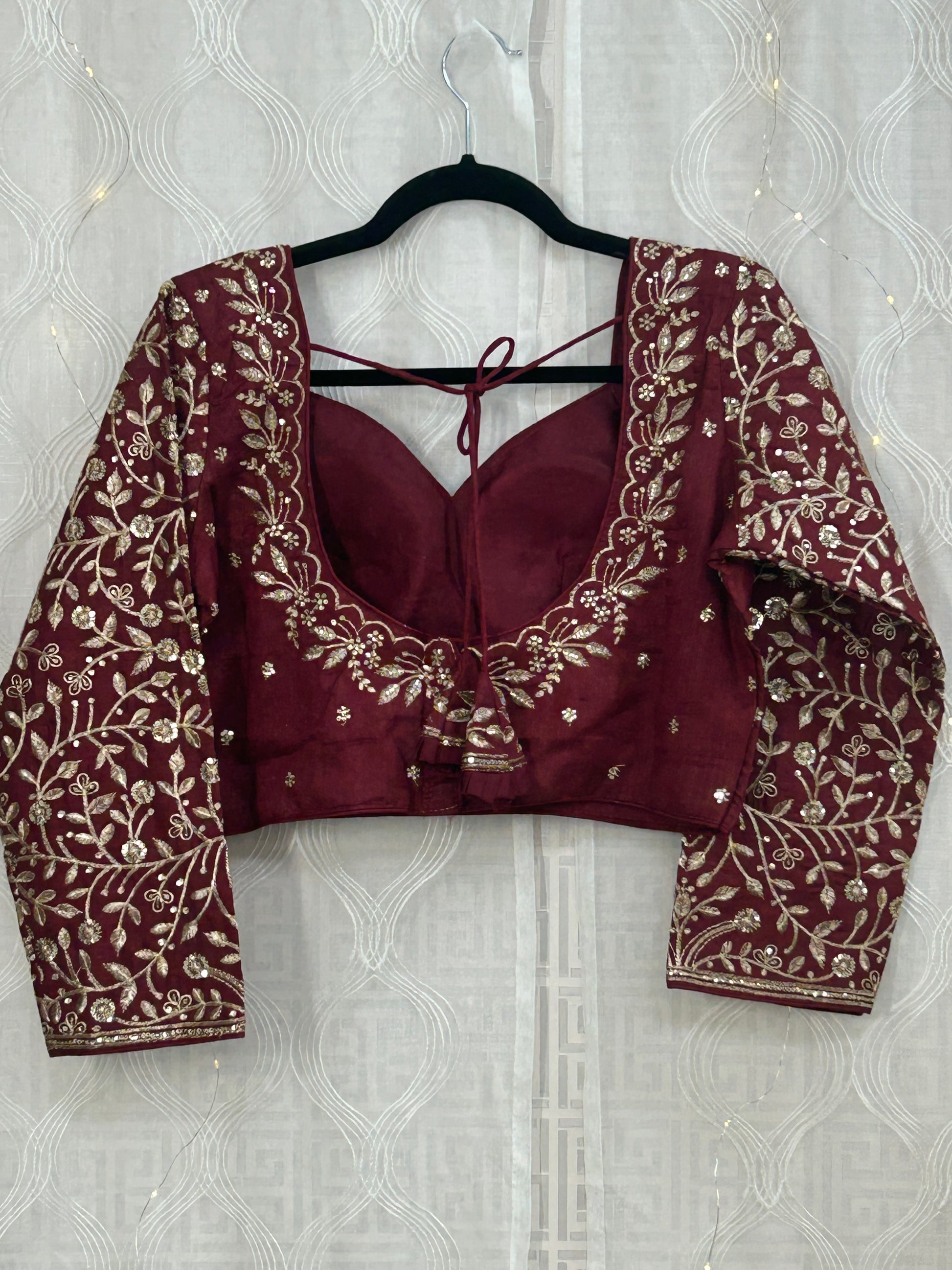 Maroon Silk cotton blouse by Kurti Connection USA