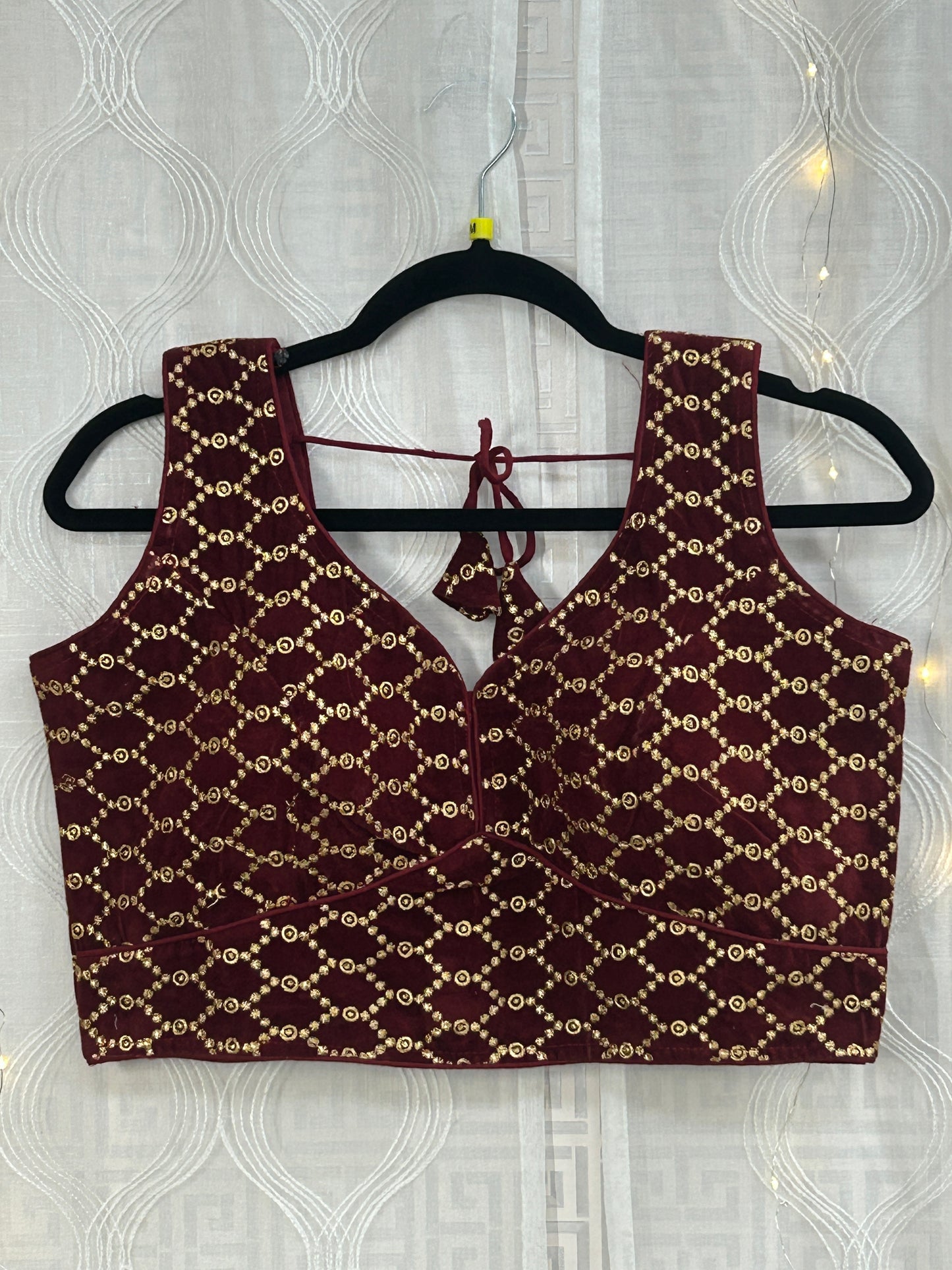2173 Maroon velvet blouse | readymade blouse for saree by Kurti Connection USA