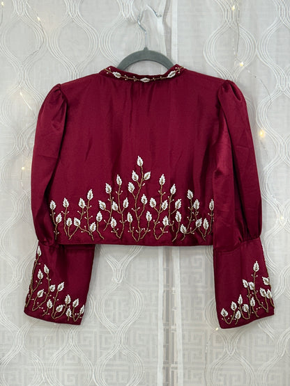 Silk blouse with long sleeves by Kurti Connection USA