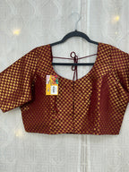 Dark maroon Brocade blouse by Kurti Connection USA
