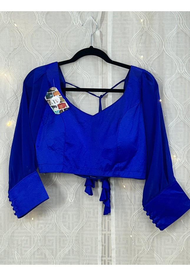 Royal blue silk blouse