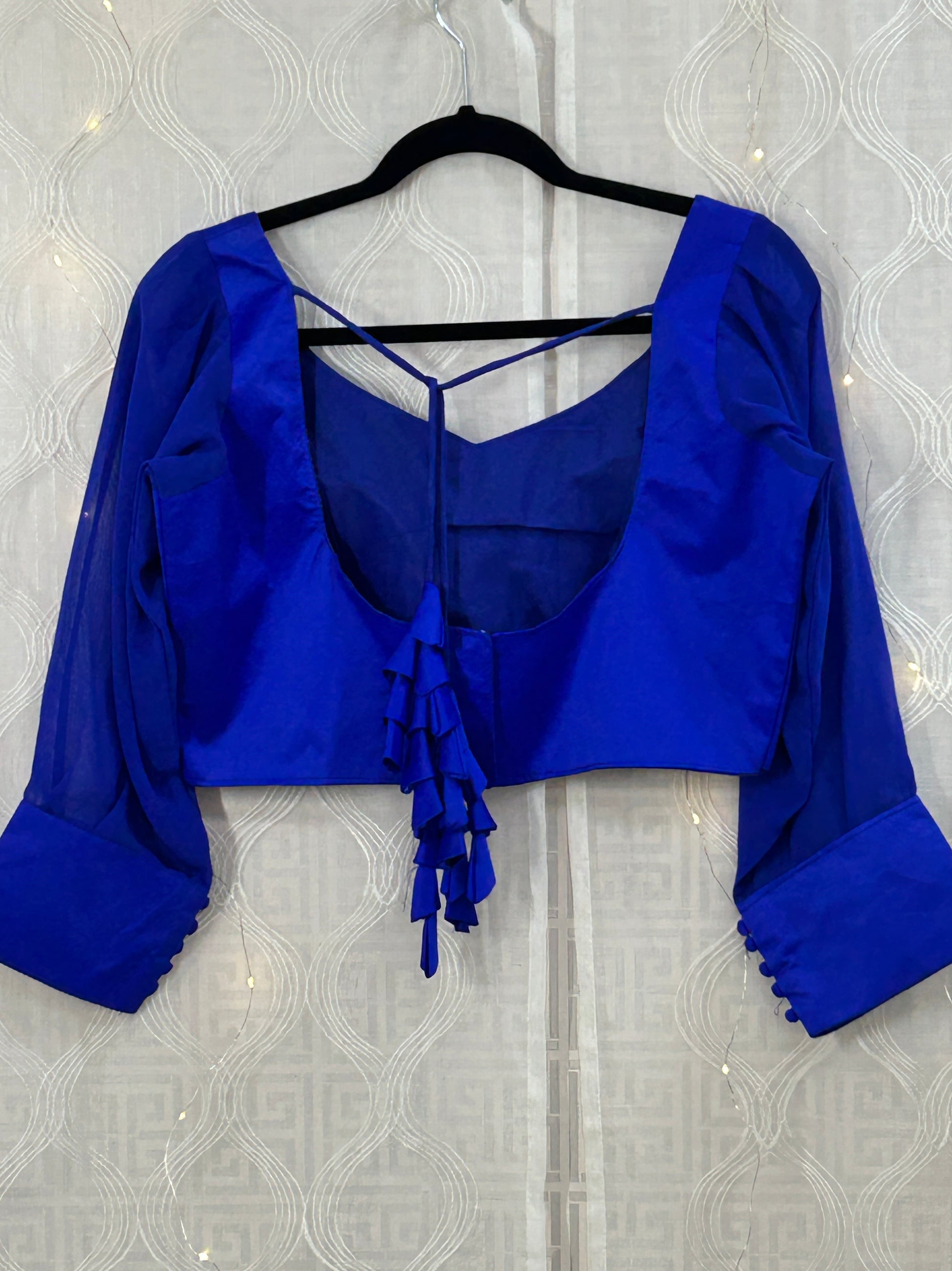 Royal blue silk blouse by Kurti Connection USA