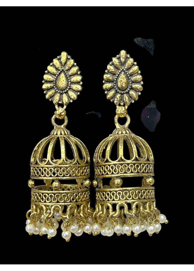 Matt antique gold finish earrings