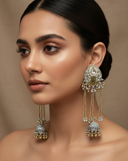 Dual tone Kashmiri earrings