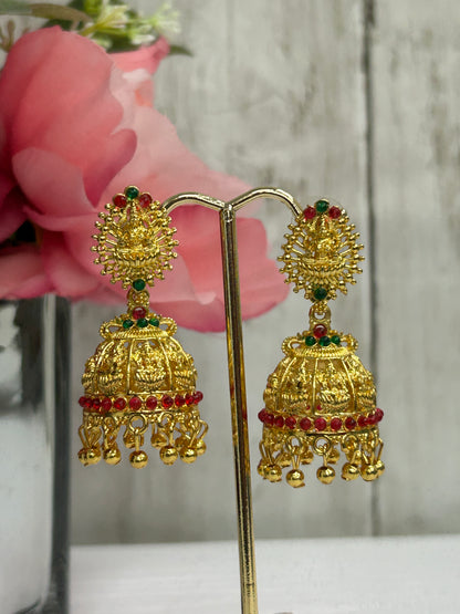 Lakshmi earrings | Gold jhumki by Kurti Connection USA