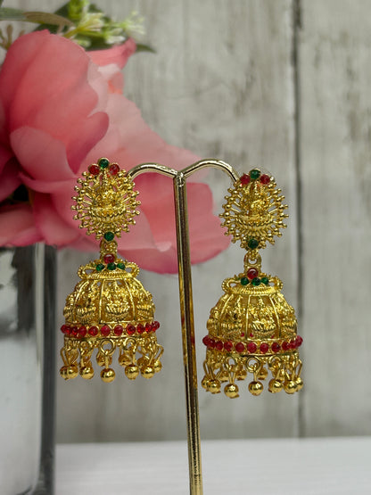 Lakshmi earrings | Gold jhumki by Kurti Connection USA