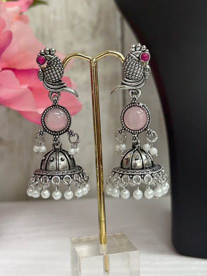 Oxidized earrings | long jhumki by Kurti Connection USA