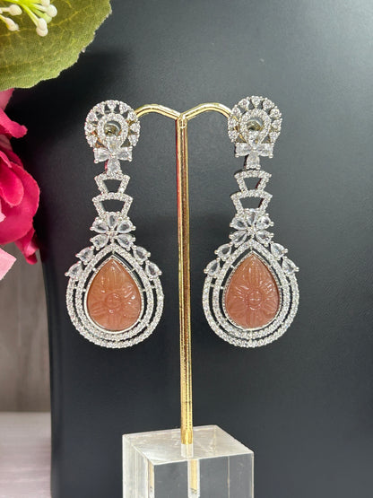 CZ earrings | light brown by Kurti Connection USA