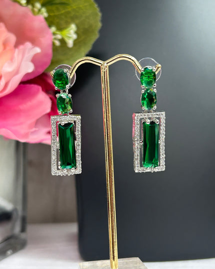 CZ earrings | green earrings