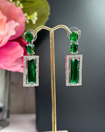 CZ earrings | green earrings