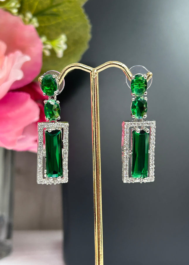 CZ earrings | green earrings