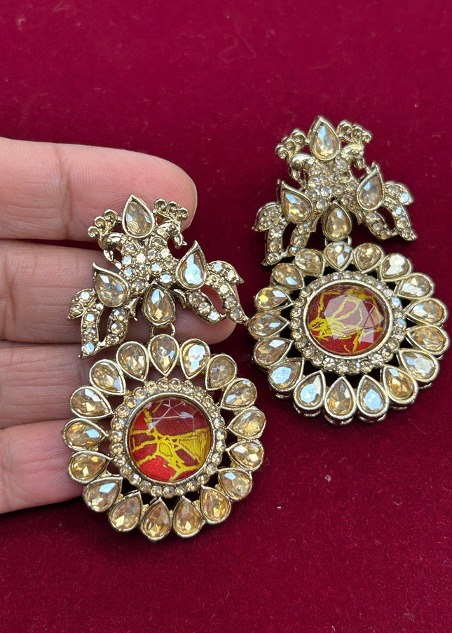 Firestone earrings | Kundan earrings