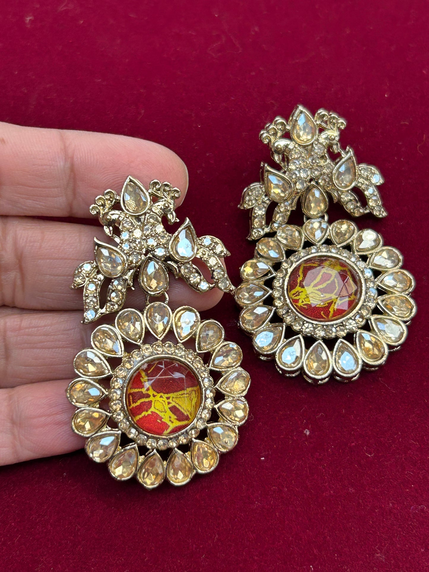 Firestone earrings | Kundan earrings by Kurti Connection USA