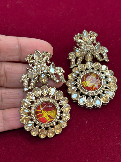 Firestone earrings | Kundan earrings by Kurti Connection USA
