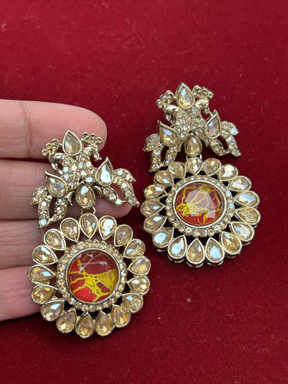 Firestone earrings | Kundan earrings by Kurti Connection USA