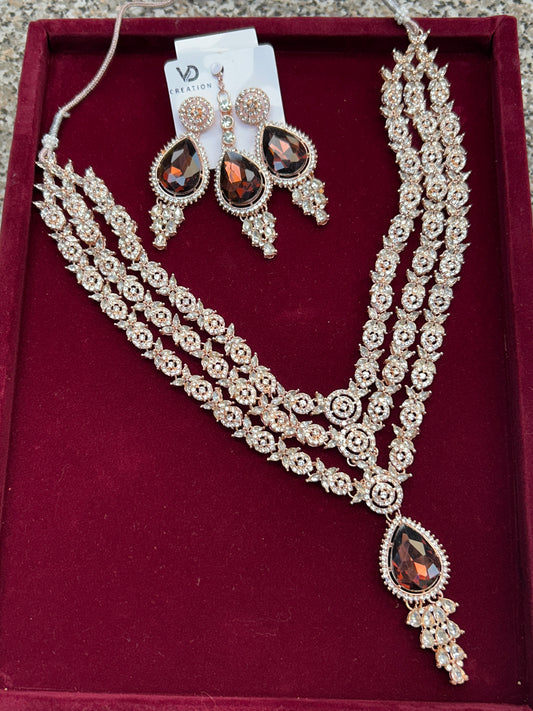 Rose gold necklace set