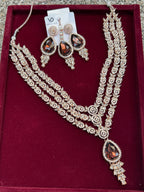 Rose gold necklace set by Kurti Connection USA