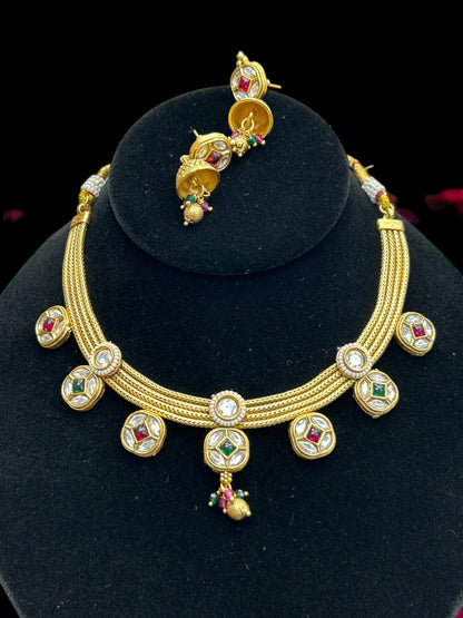One gram gold polished necklace set