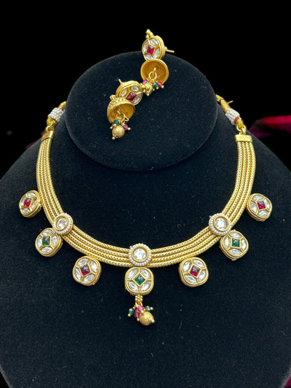 One gram gold polished necklace set