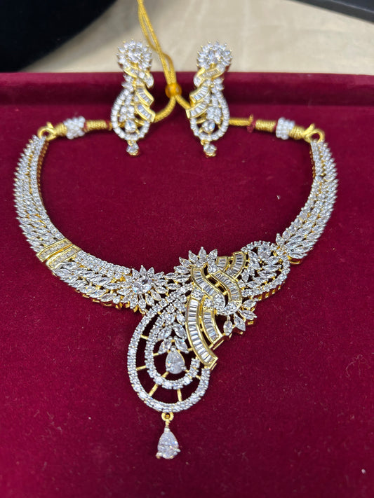 Statement necklace set : real diamond look
