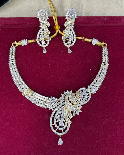 Statement necklace set : real diamond look