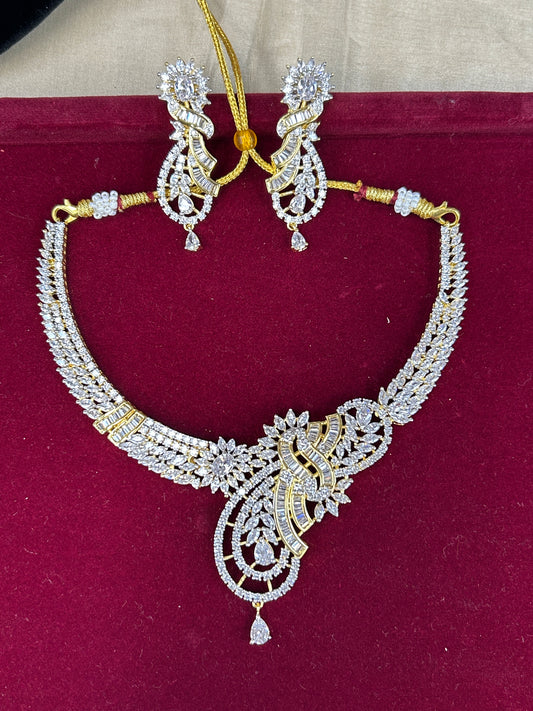 Statement necklace set : real diamond look