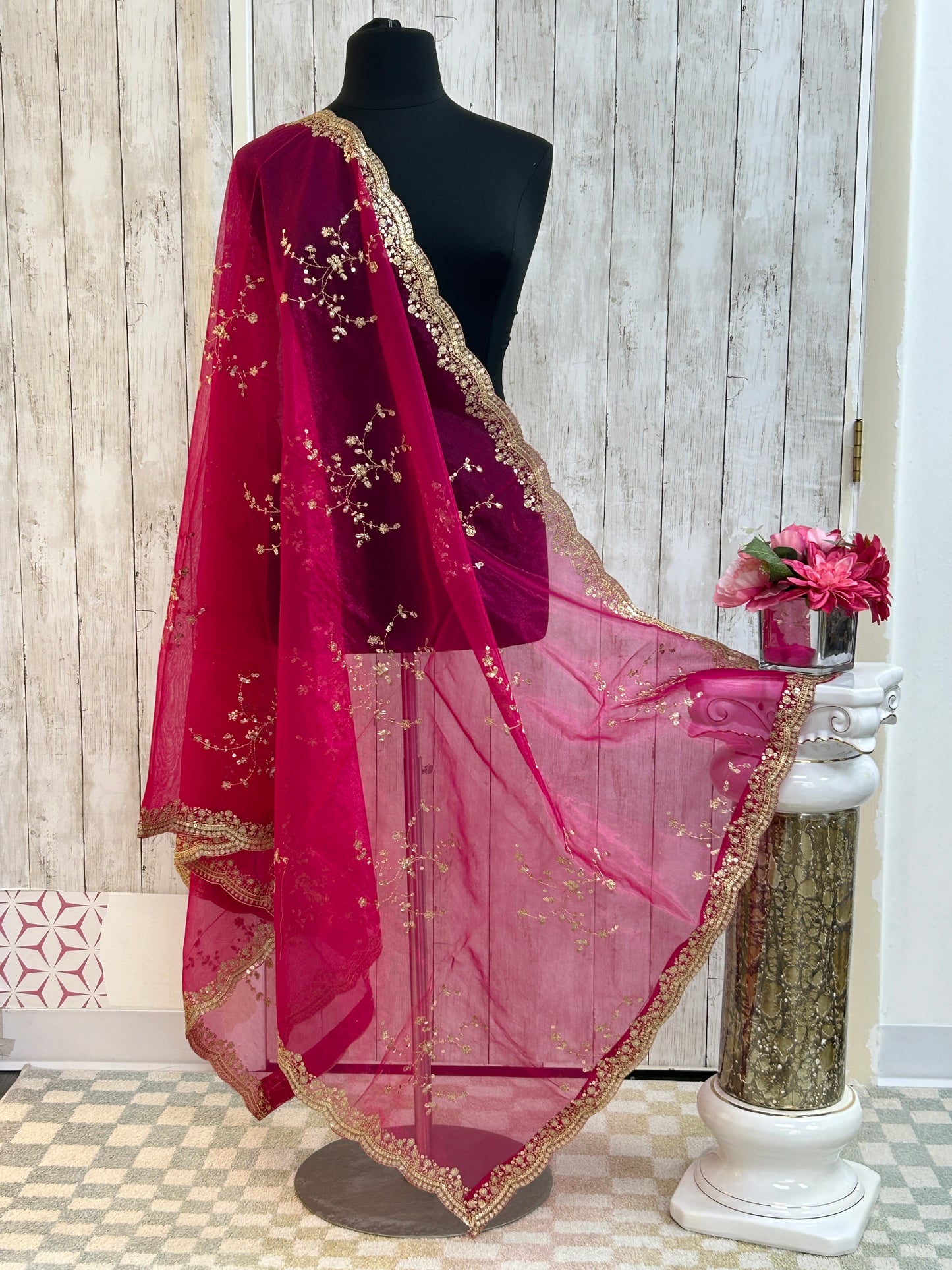Tissue silk dupatta with sequin work