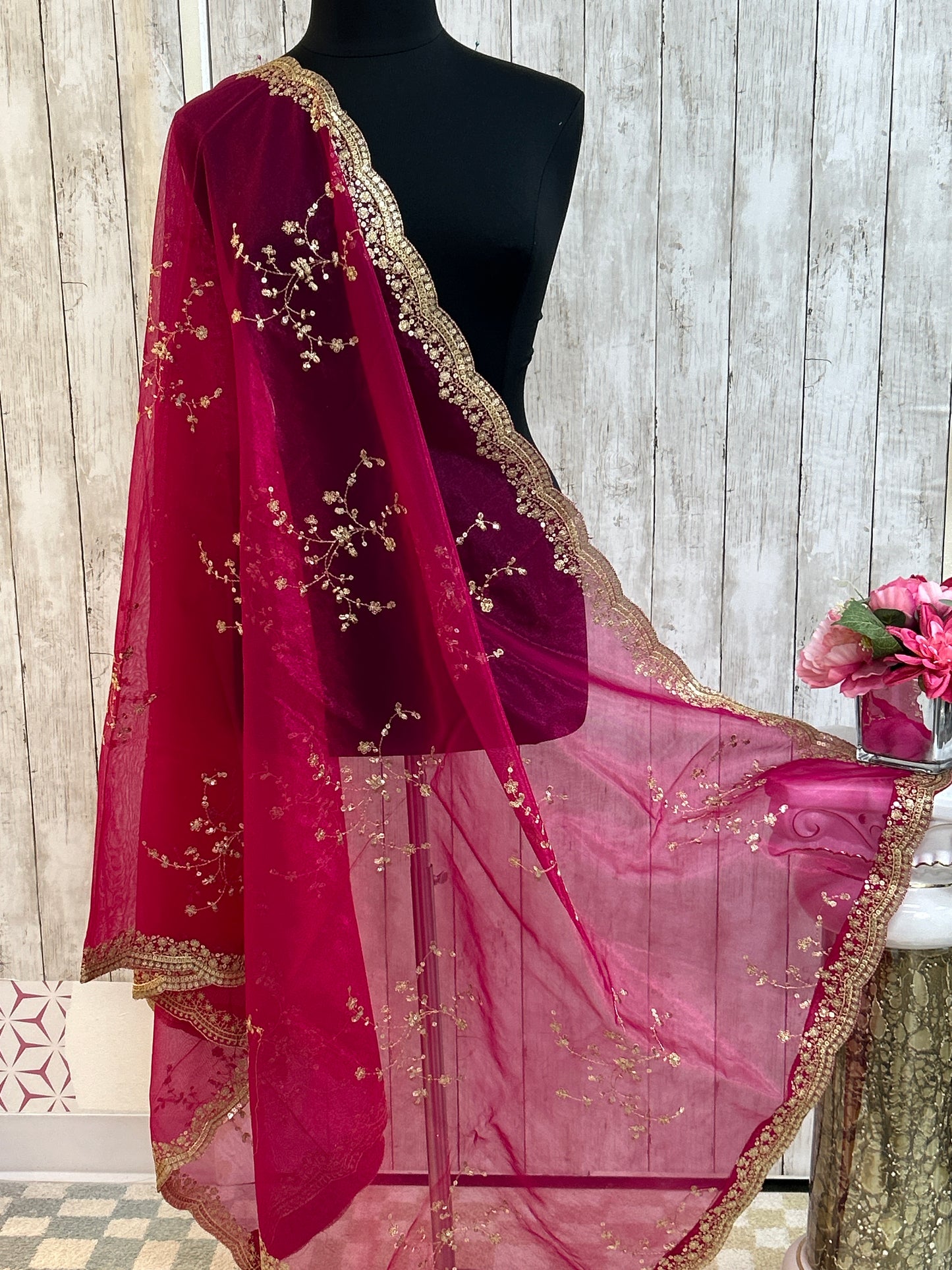 Tissue silk dupatta with sequin work