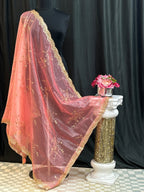 Tissue silk dupatta with sequin work by Kurti Connection USA