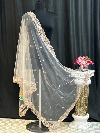 Mirror work dupatta: dark pink