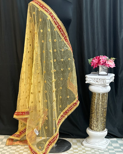 Bridal dupatta | golden dupatta for bridal lehenga/ saree